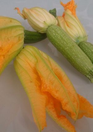 Una foto de Flor de calabacín en tempura
