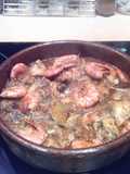 Pollastre amb escamarlans. Pollo con cigalas
