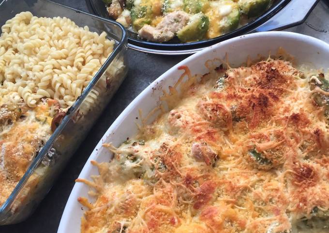 Gratin de poulet aux choux de Bruxelles