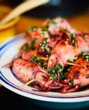 Mực Ống Nhỏ Nhồi Thịt Sốt Tương Dầu Hành