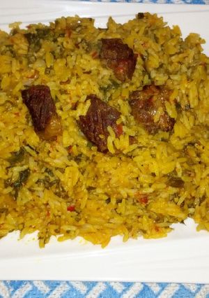 A picture of Local jallof rice me alayyahu.