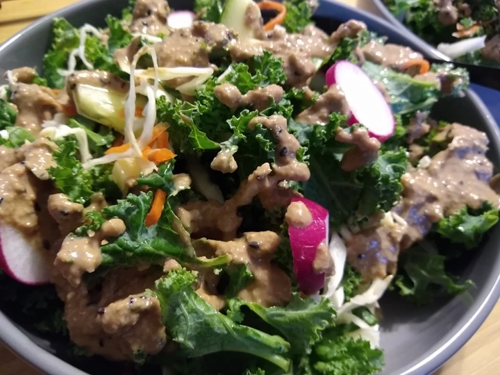 Easy Steps to Make Kale Salad with Sweet Onion Sesame Dressing the So Delicious So Delicious