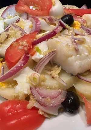 Una foto de Bacalao a la portuguesa sencillo