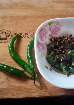A picture of Fried Green Chillies 🌶️🌶️🌶️.