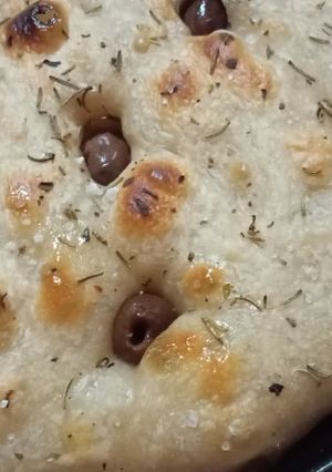 Una foto de Focaccia. (Sin amasar)