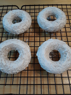 A picture of Baked Powdered Sugar Donuts.