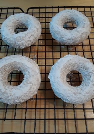 A picture of Baked Powdered Sugar Donuts.