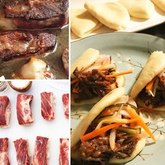 A picture of Hawaiian Style Braised Fullblood Wagyu Short Rib Steamed Buns.