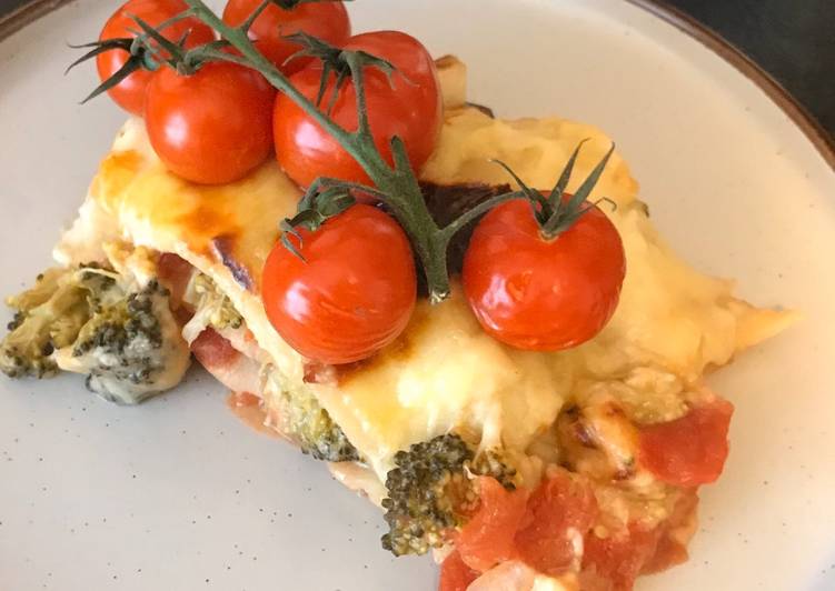 Steps to Prepare Ultimate Broccoli &amp; Tomato Lasagna  #mysterybag2