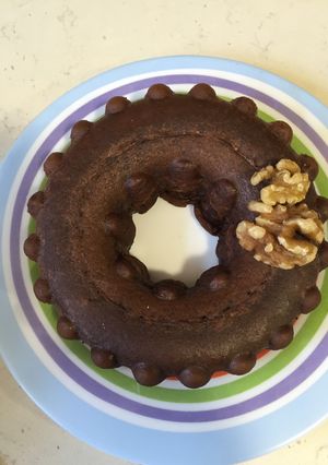 Una foto de Pudín de chocolate con nueces microondas