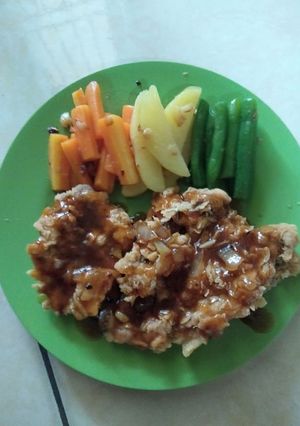 Foto resep Steak daging sapi crispy saos lada hitam