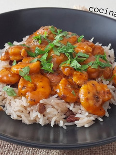 Una foto de Strogonoff de gambas
