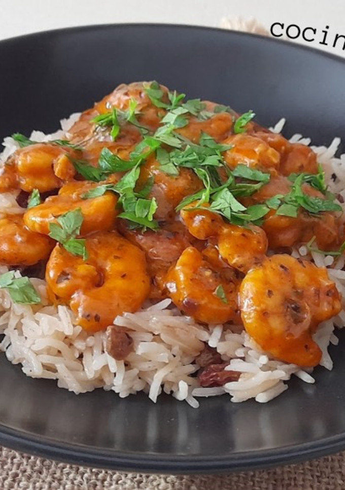 Una foto de Strogonoff de gambas