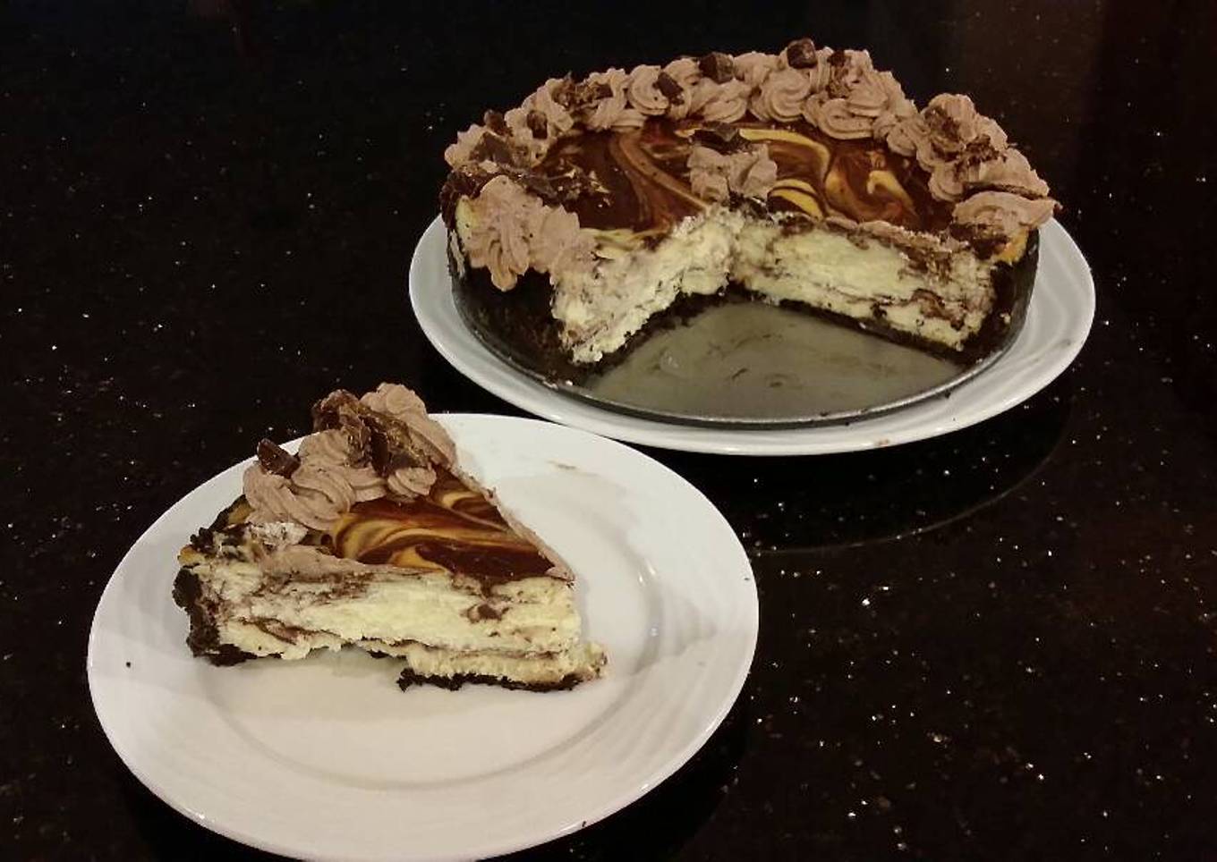 Chocolate Salted Caramel Swirled Cheesecake