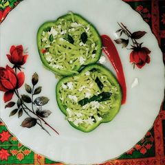 A picture of Capsicum stuffed noodles.