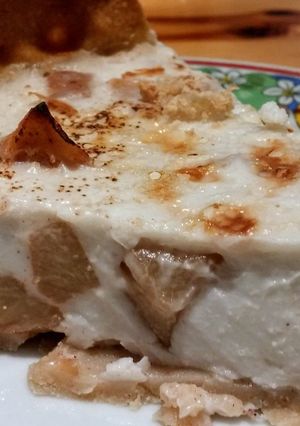 Une photo de ​Flan pâtissier aux poires caramélisées (vegan)