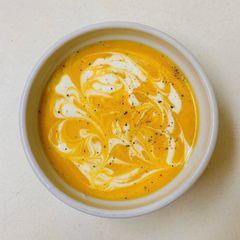 A picture of Butternut Squash and Yellow Pepper Soup.