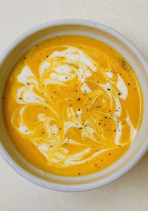 A picture of Butternut Squash and Yellow Pepper Soup.
