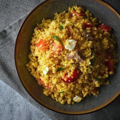 Bulgur Wheat Salad With Sausage & Feta A picture of Bulgur Wheat Salad With Sausage & Feta.
