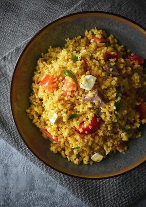 A picture of Bulgur Wheat Salad With Sausage & Feta.