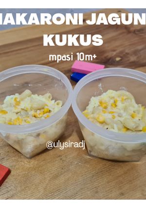Foto resep Makaroni jagung kukus. Snack mpasi 10m+