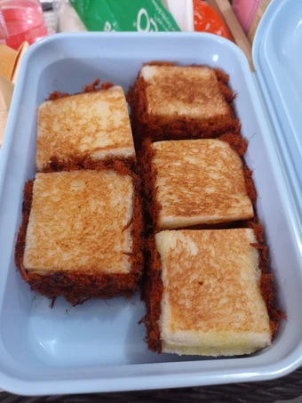 Langkah Gampang Membuat Resep Ide bekal anak - Roti Panggang Abon yang Bisa Manjain Lidah Anti Ribet, Bisa Manjain Lidah