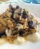Risotto Integrale con Funghi Champignon con Cacio e Pepe