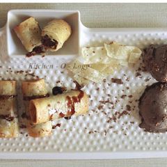 A picture of Chocolate Rolls With Cookie And Cream Ice Cream.