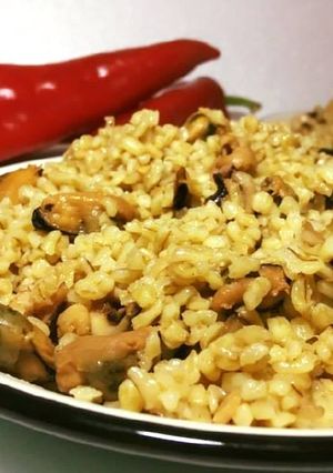 Фото Булгур с морепродуктами.