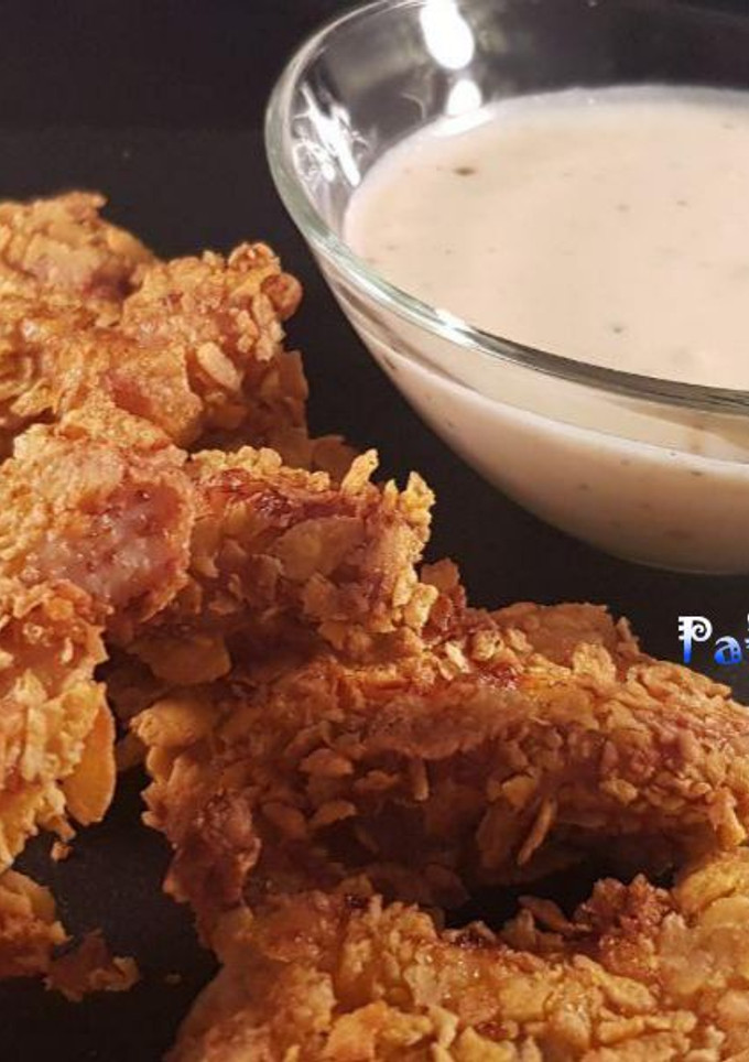 Una foto de Pollo rebozado crujiente en freidora de aire, sin nada de aceite