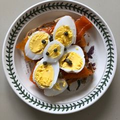 Smoked Trout, Duck Egg & Capers on Toast A picture of Smoked Trout, Duck Egg & Capers on Toast.