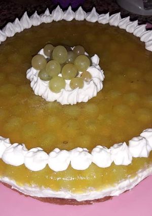 صورة لوصفة كيكة🎂 العنب الأخضر😋 بالجيلي