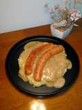 Sausage And Mashed Potato With Mushroom Gravy