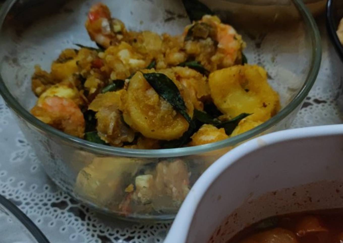 Tofu dan udang telur asin