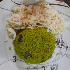 A picture of Fried rice with cowslow.