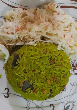 A picture of Fried rice with cowslow.