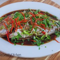 A picture of Baked whole snapper.