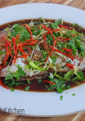 A picture of Baked whole snapper.