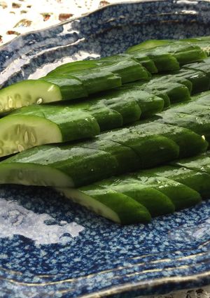 A picture of Japanese Salty Cucumber (Tsukemono).