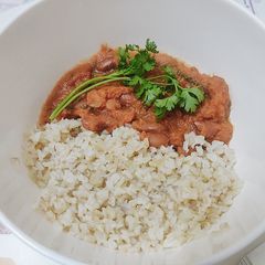 A picture of Rajma Curry (Kidney Beans) with Brown rice.