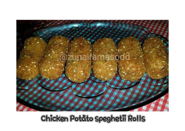 Steps to Prepare Ultimate Chicken Potato speghetii Rolls