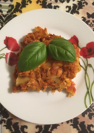 A picture of Vegetarian lasagne (vegetariánske lasagne).