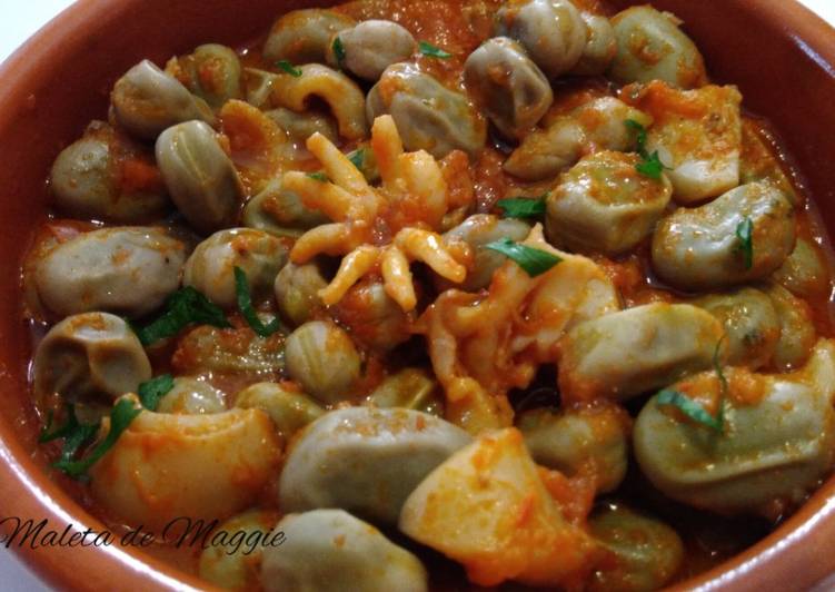 Habas estofadas con sepia