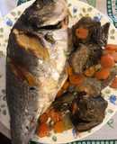 385. Dorada con alcachofas y zanahorias al horno (principal pescado)
