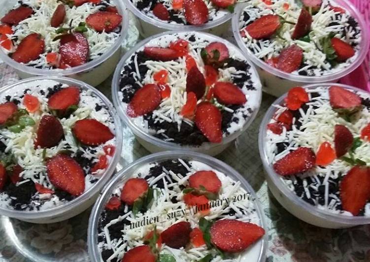 Resep Strawberry Oreo cheese cake, Bikin Ngiler