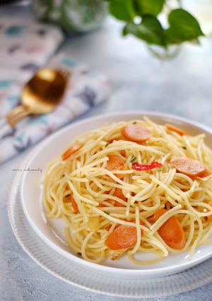 Foto resep Aglio olio sausage spaghetti
