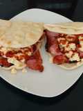 My Flat folded bread breakfast with Bacon & Scrambled Egg. 😃