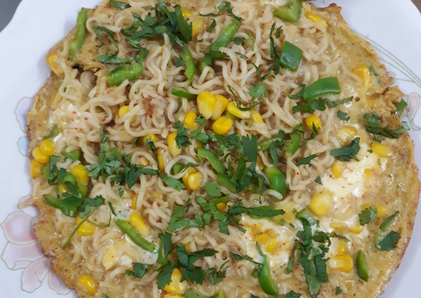 Egg noodle pancake