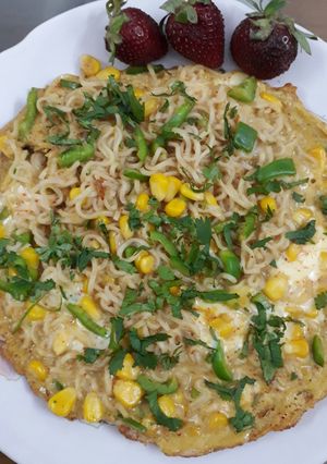A picture of Egg noodle pancake.