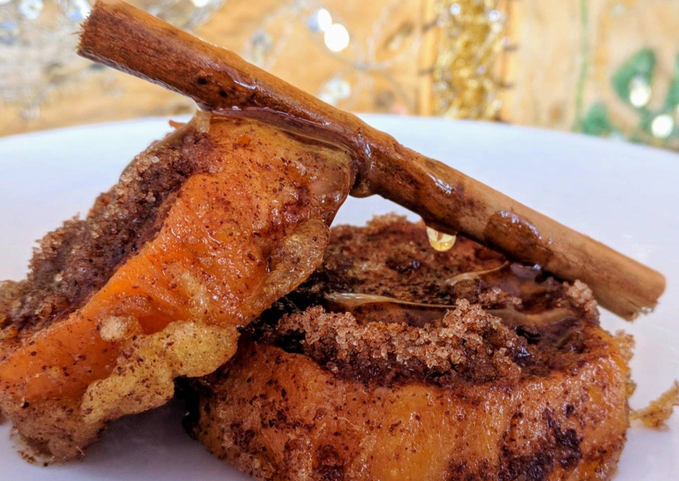 Torrijas de batata, canela y naranja